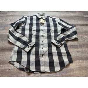 Long John and Sons Mens Flannel Shirt Large Tall Gray/Black Longsleeve M2